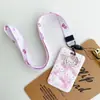 Sanrio Hello Kitty KT insignia juego de tarjetas con cordón largo tarjeta de comida para estudiantes cubierta protectora tarjeta de acceso tarjeta de autobús hebilla para bolsa colgante