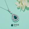Pendientes colgantes de cultivo en forma de pera de gota de agua de esmeralda 7.5cts plata esterlina 925 chapada en platino cadena clavicular lujo ligero
