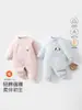Enterizo acolchado Clase A para bebé, diseño asimétrico para recién nacido, protección para la barriga, traje de una pieza para bebé, Otoño/Invierno, engrosado, cálido, para gatear al aire libre
