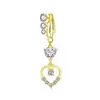 Venta caliente europea y americana 3 diamantes piercing ombligo sin perforación aro ombligo forma de luna corazón con incrustaciones de diamante aro ombligo venta al por mayor transfronteriza en stock