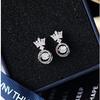 Pendientes de moda de otoño e invierno 2022 para mujer, de plata pura 925, con diseño de corona y diamantes de lujo, ligeros y móviles.