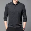 Produto popular de transmissão ao vivo: Camisa Polo masculina de outono e inverno, moda casual de negócios, top base T-shirt de manga comprida com gola para homens de meia-idade