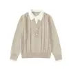 Yidao Vintage 2026 Coleção Outono Nova: Suéter Pulôver Color Block com Lapela Estilo Marroquino Old Money Retrô para Homens