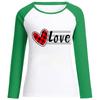 Camisa de algodón de manga larga raglán con estampado a cuadros LOVE para San Valentín, estilo europeo y americano, 2022, venta al por mayor