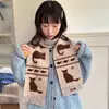 Bufanda Cálida de Punto Jacquard con Gato y Pez Lindos y Dulces Estilo Japonés para Otoño e Invierno, Calentador de Cuello Versátil y a Prueba de Frío