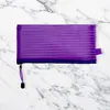 Estuche para Lápices de Malla Transparente Portátil Amazon Color Sólido Rayado Malla Hueca Caja de Papelería para Exámenes Almacenamiento de Datos