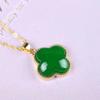 Colgante antiguo de oro estilo bienestar calcedonia verde colgante para mujer lingote de oro velero pez dorado calabaza colgante incrustado de calcedonia