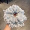 Anel Grande para Cabelo de Renda Plissada Azul Cinza Suave Estilo Japonês e Coreano Ins Elegante Moda Menina Corda de Cabelo Mulheres