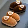 Pantuflas de algodón para niños de invierno, unisex, cálidas y con forro polar, antideslizantes, de suela gruesa, lindas, peludas, para usar en interiores, zapatos de algodón para niños