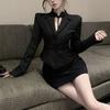 Elegante Blazer de Alta Gama Ceñidor de Cintura para Mujer, Nuevo Estilo Primavera y Otoño 2026, Elegante Traje con Falda de Abertura Adelgazante