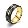 2023 Nuevo Anillo de Combinación para Hombre de Dos Tonos Intercolor con Borde Inclinado Joyería Anillo Meñique Fabricante de Origen