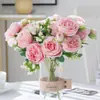 Decoración de Florero con Ramo de Peonías y Rosas Artificiales para Hogar, Boda, Flores Falsas de Seda Artificial Amazon AliExpress