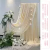 Conjunto de decoração de quarto de casamento com cortinas de tecido, guirlandas, roupão, decoração de fundo, área de recepção de casamento, sessão de fotos, arranjo de flores artificiais
