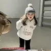 Sudadera con capucha de terciopelo para niñas Otoño e Invierno Lindo Moño Top Casual Pantalones Acampanados Traje de Bebé Ins