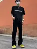 Jeans Negros de Botones con Abertura Estilo Retro High Street Americano para Hombre Diseño Moderno Pantalones Ligeramente Acampanados Ajustados Ropa para Hombre