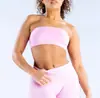 Sujetador Deportivo Sin Costuras Transfronterizo Europeo y Americano Dfyne con Doble Tirante Fino, Hermoso Diseño Espalda Descubierta, Top de Yoga sin Tirantes
