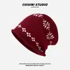 Gorro Jacquard Estilo Fair Isle Nuevo 2026 para Mujer, Gorro Holgado de Borde Enrollado para Otoño e Invierno, Moderno y Versátil, Gorro de Punto Adelgazante