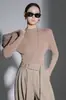 Top de punto fino con cuello semi-alto de estilo minimalista para mujer, otoño e invierno, elástico, adelgazante, ajustado, multicolor, capa base de alta gama