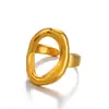 Anillo Irregular Geométrico Hueco de Acero Inoxidable Chapado en Oro para Mujer Creativo Moderno Único Versátil Simple Abierto Ajustable