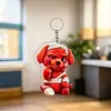 2026 Vendido Quente Cachorrinho Vermelho Chaveiro Acrílico Pingente Desenho Animado Mochila de Estudante Decoração Divertida Fábrica Atacado