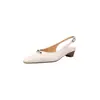Zapatos de Mujer de Piel de Oveja de Primera Capa Hechos a Mano en Chengdu, Estilo Coreano de Verano, Simples y Elegantes, Adecuados para el Trabajo, Punta Cerrada, Talón Abierto, Sandalias de Tacón Bloque
