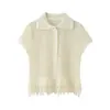 Moda Europea y Americana Transfronteriza Aliexpress Ins Popular Chaqueta de Punto a Cuadros con Solapas y Flecos + Pantalones de Punto de Cintura Alta