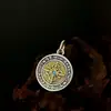 Colgante de Plata de Ley S925 Vintage Amarillo Dios de la Riqueza Estilo Tibetano Vajra Doble Cara Colgante de Collar Unisex de Gama Alta Versátil
