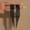 Pendientes Largos Europeos y Americanos Exagerados con Borlas Pendientes Brillantes de Pedrería Elegantes para Fiesta de Noche para Mujer Sentido del Diseño Pendientes Adelgazantes