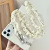 Cadena para teléfono con diseño de scrunchie estilo ins, correa cruzada, correa para el cuello, correa anti-pérdida para teléfono, cadena para teléfono con un toque de alta gama