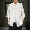 Roupa Masculina Estilo Chinês de Verão Casaco Tang Estilo Chinês Camisa de Manga Curta/Meia Manga de Algodão e Linho Camisa de Linho Vintage Top Masculino