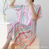 Camisón Extra Largo de Algodón Seda Estilo Coreano para Mujer Manga Corta Talla Grande Pijama Verano Algodón Artificial Suelto y Cómodo Ropa para el Hogar