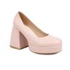 Zapatos de tacón alto chunky tipo mocasín de punta cuadrada de moda británica para mujer Talla 32-46 Calzado para mujer de comercio exterior Suministro de origen