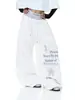 Primavera y Otoño Letra Americana Perforación Caliente Bloque de Color Pantalones Deportivos Casuales de Pierna Ancha Sueltos para Mujer Danza de Jazz de Moda