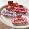 Yhj Accesorios para el Cabello para Mujer Acrílico Día de San Valentín Pasador Rectangular Grande Corazón Cupido Rosa Pinza Pinza de Tiburón