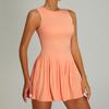 Falda de Tenis sin Mangas Transpirable Nueva Transfronteriza para Mujer de Secado Rápido Antiexposición Falda de Yoga Vestido Deportivo de Fitness