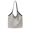 Bolso Tote Rayado Estilo Coreano Nuevo 2026 Transfronterizo para Mujer, Bolso de Hombro Grande para Viajes Diarios, Bolso de Tela Simple y Versátil