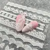 Pegatinas de uñas de alivio transfronterizas Pegatinas de uñas japonesas Pegatinas de uñas explosivas Pegatinas de uñas de encaje blanco y negro Venta al por mayor