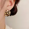 Pendientes de Metal Ovalados con Estampado de Leopardo Exagerados, de Moda Personalizada Transfronteriza Europea y Americana, Pendientes de Lujo Ligero y Diseño Único para Mujer
