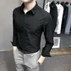 Dropshipping Camisa Masculina Manga Longa Cor Sólida Primavera 2025 M-4XL Camisa Social Jovem Masculina