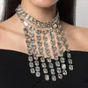 Acessórios de Moda Transfronteiriços Exagerados Colar de Franjas Multicamadas Corrente de Clavícula Cheia de Diamantes Longa Europeia e Americana para Mulheres