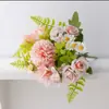 Ramo de Flores Artificiales Rosa de Liquidación Flores Falsas Hortensia Ramo de Mano Pinza para el Cabello Paquete de Material de Flores Decoración DIY para Sala de Estar Accesorios de Fotografía
