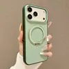 Compatible con iPhone 18 Pro Max, funda para teléfono con soporte magnético giratorio de color block, cubierta protectora mate tipo piel para Apple 17