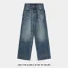 Pantalones Vaqueros Anchos Lavados Vintage Azules Retro Americanos para Hombre Marca de Tendencia Pantalones Rectos Geniales en Stock Versión Coreana