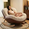 Mecedora de madera maciza nórdica, sofá individual para balcón, sofá perezoso, sillón individual, linda silla de cáscara de huevo, en stock para entrega rápida