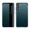 Para funda de teléfono Samsung S21FE Funda de cuero Samsung s21fe todo incluido de cuero liso anticaídas con ventana protectora