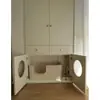 Villa para Gatos en Balcón de Casa, Armario para Gatos de Tamaño Personalizado, Casa para Gatos de Madera Maciza Personalizable con Forma Especial, Jaula para Gatos, Habitación para Gatos, Armario para Mascotas