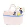 Suministro de fábrica bolso de playa bolsa de almacenamiento con partición removible al por mayor cuerda de algodón tejida canasta canasta de almacenamiento maternal e infantil
