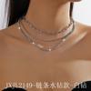 Nuevo collar con cadena de diamantes blancos y rosas, sencillo y con múltiples capas de costura, versátil, elegante, dulce y moderno, cadena de clavícula corta para mujer.