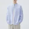 Camisa de manga longa em tecido Oxford de algodão puro de peso pesado para homens, novo estilo outono 2026, solta, simples, de alta qualidade, versátil, com gola alta