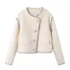 Nueva ropa de otoño e invierno para mujer: cárdigan suave, elegante, sencillo, cómodo, estilo para ir al trabajo con botones, top corto, moda transfronteriza de moda